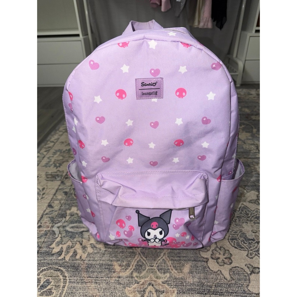 Loungefly Kuromi Pastel Skulls Backpack Book Bag Purple Sanrio Hello Kitty